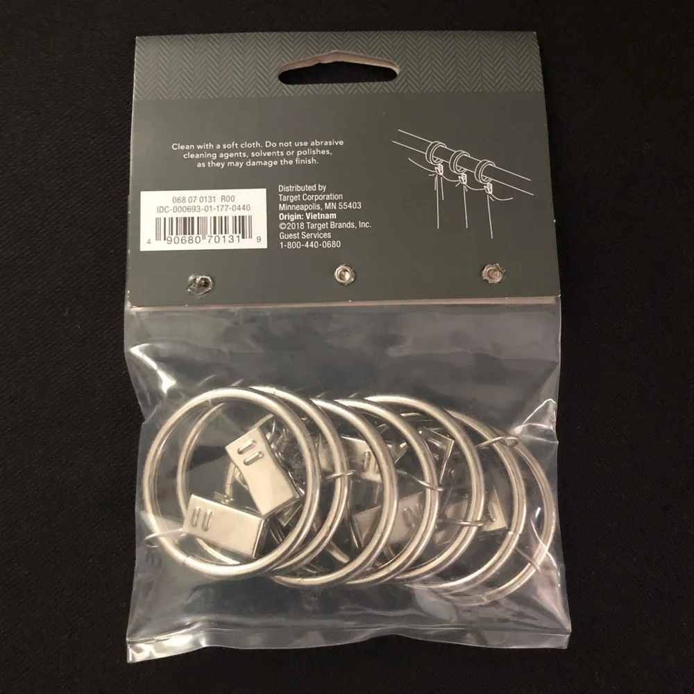 Threshold Nickel Finish Curtain Clip Rings - pack of 7